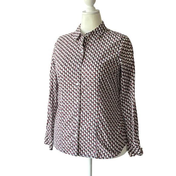 Vintage The Limited Sailboat Print Cotton Button Up Shirt Women's Size L Preppy - Picture 1 of 8
